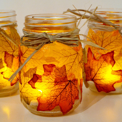 Autumn Leaf Mason Jar Candle Holder