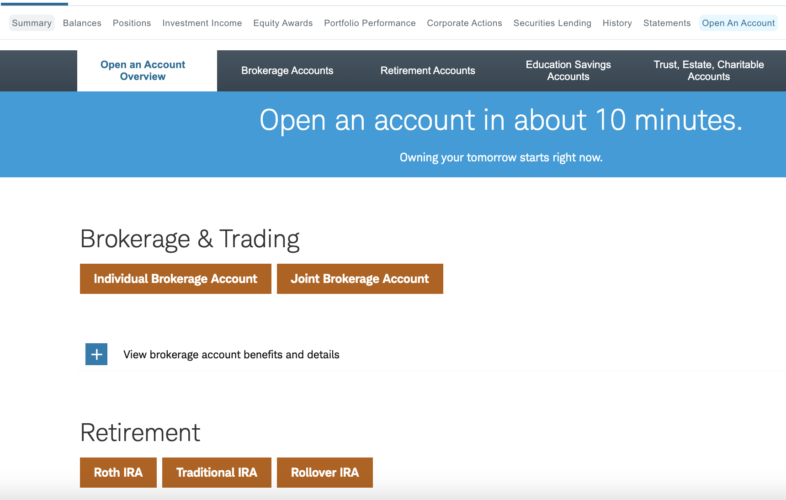 Step 1 - Screenshot of Schwab Backdoor Roth IRA conversion