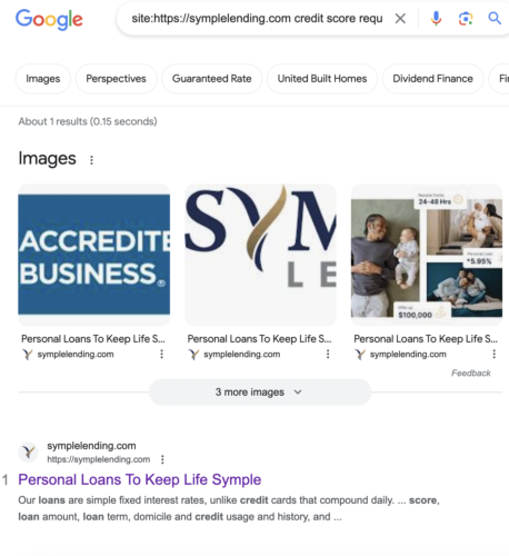 My Google search for Symple Lending credit score requirements came up empty.